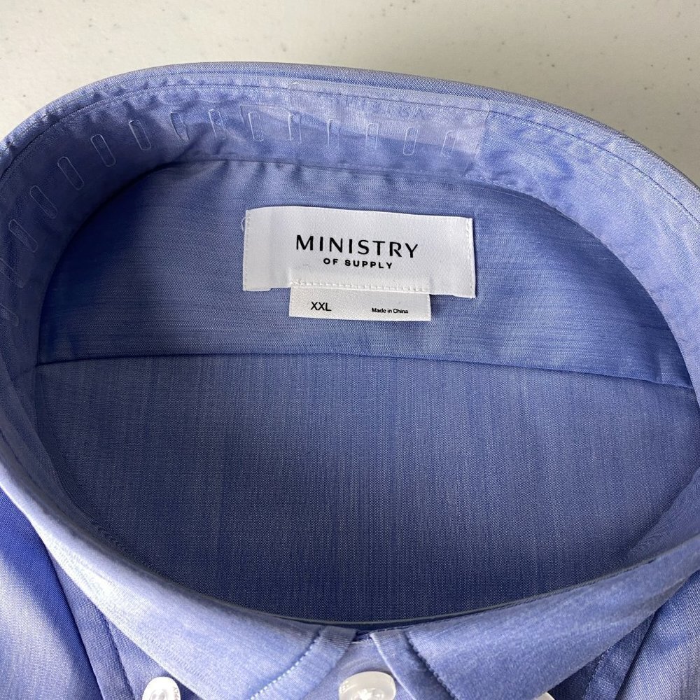 Ministry of Supply Gemini Woven Shirt Blue Mens XXL Standard Dress Shirt - Picture 3 of 3